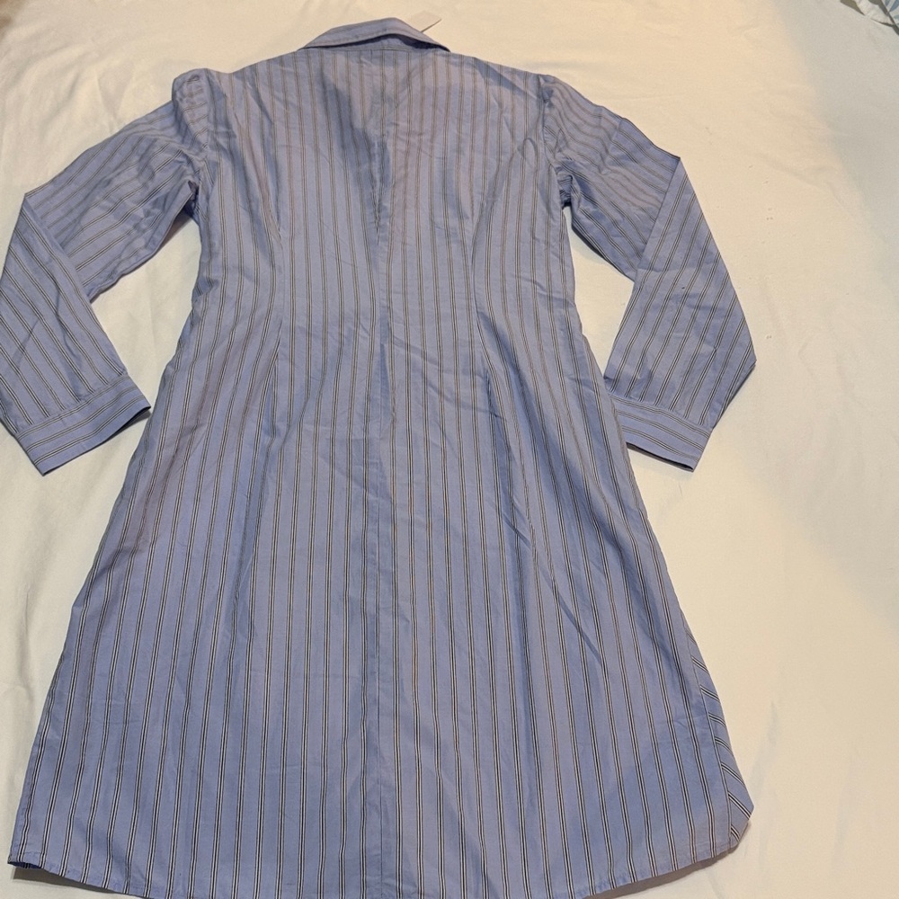 LOFT Light Blue Striped Half Button-Up Shirt  Dress size 6 NWT Cotton - Picture 8 of 8